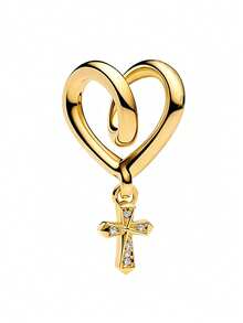 时尚欧美金色青铜色玻璃蝴蝶吊坠珠，蓝色花朵珠，适配925镀银原创DIY手镯，女士珠宝礼品 - 彩色 - 查看 14