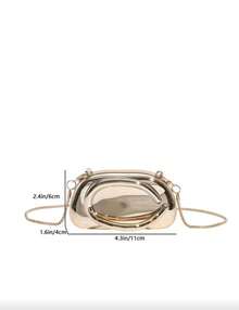2026 New Minimalist Casual Retro Metal Decor Handbag, Clutch Bag With Chain Strap, Shoulder/Crossbody Bag For Party And Evening, High-End Small Purse - 銀色 - 查看 9