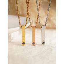 1PC Customized Couple Projection Necklace, Stainless Steel Long Projection Photo Necklace, Engraved Name Projection Necklace, Personalized Men's Square Pearl Chain Long Necklace, Gift For Couples With Name Necklaces, Customized Photo + Name Necklace - Multicolor - View 8