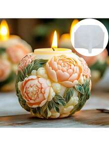Peony Flower Embossed Ball DIY Handmade Fragrance Plaster Multifunctional Silicone Mold - White - View 4