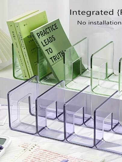 2pcs Acrylic 4-Grid Transparent Storage Organizer Rack, Suitable For Bags, Ties, Scarves, Home Desk, Cosmetics, Can Be Used As Display Stand, Wardrobe Shelf, Partition