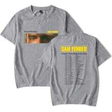 Sam Fender Merch People Watching Tour 2026 T-Shirt Printed Graphic, Casual Loose Fit Holiday Tops - 黑色 - 查看 8