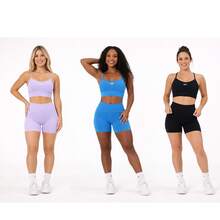 Women's Gym Set Kit: High-Waisted Shorts + Tank Top, No Transparency, Assorted Kits (2 Or 1). - 套裝 2 套 - 查看 2