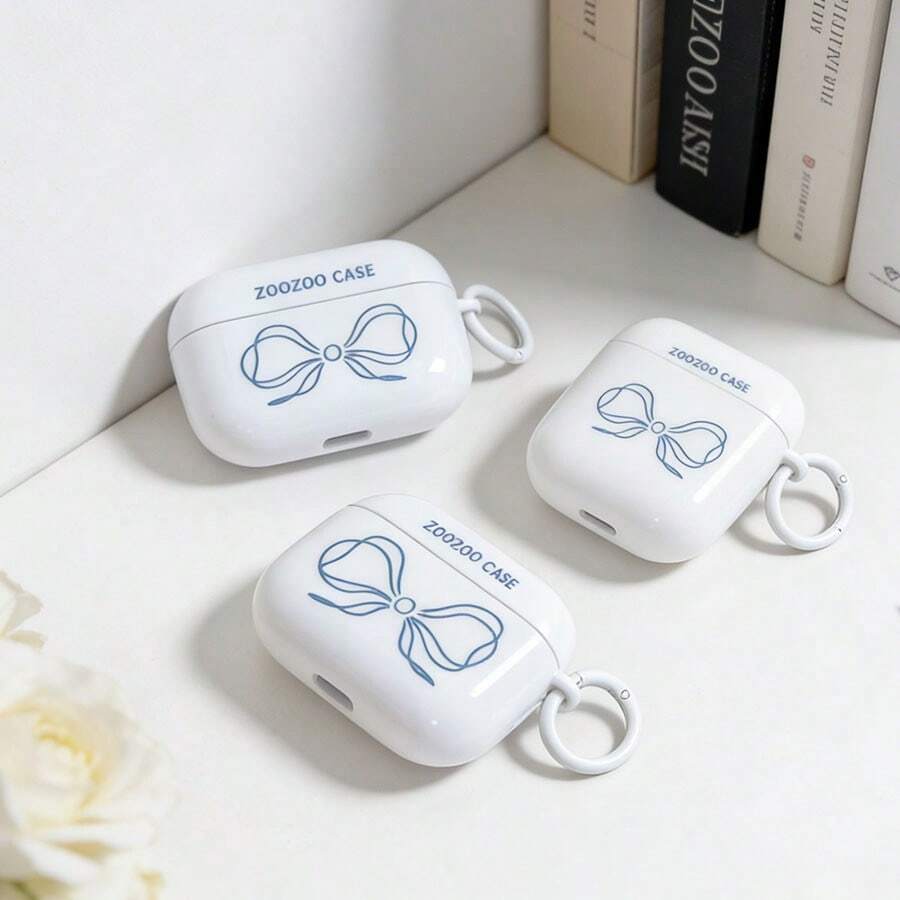 纯白蝴蝶结设计保护壳，兼容苹果手机，防刮防摔。 - 白色 - 查看 1