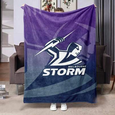 Storm Football Printed Blanket - Modern Design Blanket, Suitable For Bed And Sofa, All Seasons, Super Soft And Comfortable, Digital Printing Technology, 100% Polyester Material, Machine Washable And Stain Resistant, Ideal For Travel, Camping And Napping, Perfect Birthday And Holiday Gift