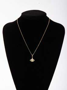 1件时尚个性化精致飞机战斗机锆石铜吊坠项链，适合女性、情侣、旅行、日常佩戴 - 彩色 - 查看 2