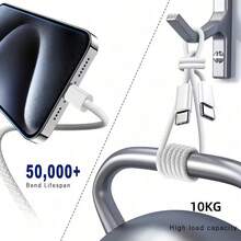 USB-C To Type-C Charging Cable, Compatible With IPhone 17/16/15/15 Pro/15 Pro Max/15 Plus, IPad Pro, ,  S25/S24/S23, , , , OnePlus, Vivo, OPPO. Fast Charging Type-C Cable For Indoor/Outdoor/Travel And Car - 白色-2米 - 查看 3