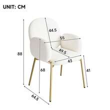 Dining Chairs, Lounge Chairs, Banquet Chairs, Gold-Yellow Legs, Beige, Dimensions: W 55 Cm X D 64.5 Cm X H 88 Cm (4 Chairs) - Beige - View 10