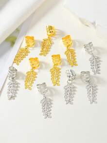 10 件装叶形吊坠饰品，采用时尚金属镂空卷发发圈设计，非常适合女孩的节日装扮。 - 彩色 - 查看 3