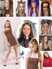 女士合成编织假发，三股辫，自然逼真，时尚独特的水滴形辫子。 - 彩色 - 查看 5