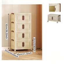 Four-Layer Double-Door Folding Cabinet, Made Of Polypropylene, Easy To Fold And Store, Simple To Assemble With Layered Design, Suitable As A Bedroom Wardrobe, Dormitory Wardrobe, Or Clothes Storage Cabinet For Rental Rooms. - Multicolor - View 7