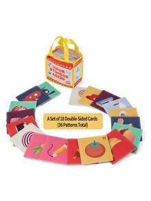 3 Styles Kids Handheld Cloth Card - Classic Black & White, Energetic Black & Red, Colorful Happy Version. Preschool Cognitive Toy, Visual Stimulation Toy, Portable Storage Bag, Tactile Perception Training. Growth Years Gift, Christmas/Halloween/Thanksgiving Party Gift - Multicolor - View 15