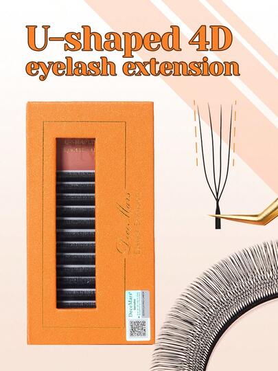  Lông mi giả DeceMars 4D hình chữ U, 8-15mm, độ cong C, D, Dd, L, L+, M, độ dày 0.07mm, màu đen, 12 hàng, 1 hộp, cụm lông mi, lông mi riêng lẻ, lông mi giả.