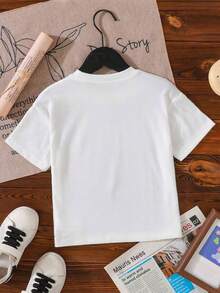 Disney Retro Mickey Mouse Badge Kids' T-Shirt – Soft White Short Sleeve Tee With Distressed Circle Print For Girls - 白色 - 查看 4