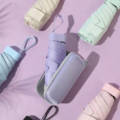 1 Piece 60% Off Capsule Sun Umbrella, Mini, Compact, Portable, Sun Protection, UV-Proof, Rain Umbrella, Folding Umbrella, High-End Feel, Sunshade For Women