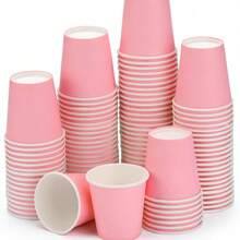 100 pièces Gobelets en papier rose de 9oz/270ml, convient pour les anniversaires, les rassemblements familiaux, les pique-niques, la décoration de fête - Rose bonbon - Voir 11