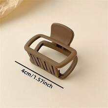4Pcs Medium 4cm Square Hair Clips, Black White Khaki Brown Lightweight Plastic Hair Claws - Versatile Elegant Hair Accessories For Daily, Makeup, Vacation & Outfits - 4pcs - 查看 4