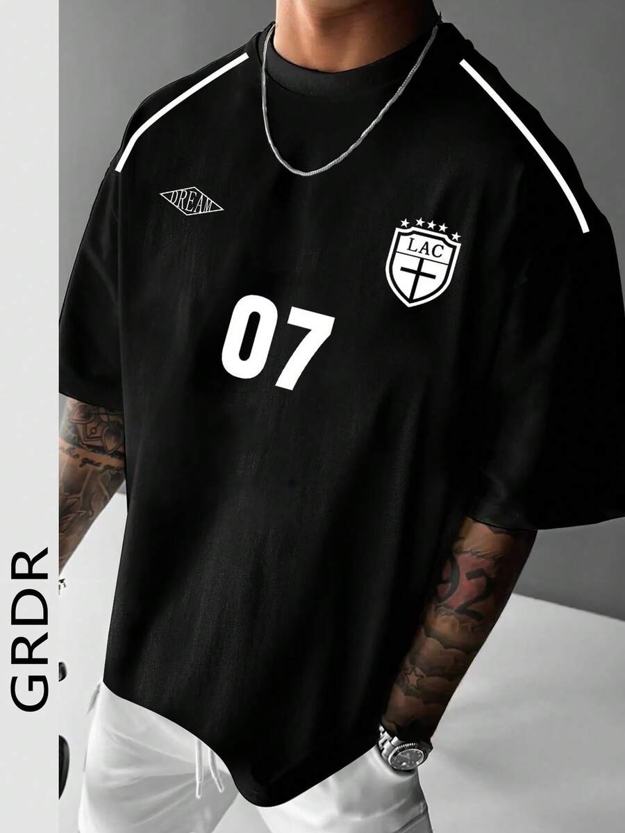 Camiseta de manga corta con estampado numérico de moda para hombres GRDR, adecuada para el transporte diario y el entrenamiento