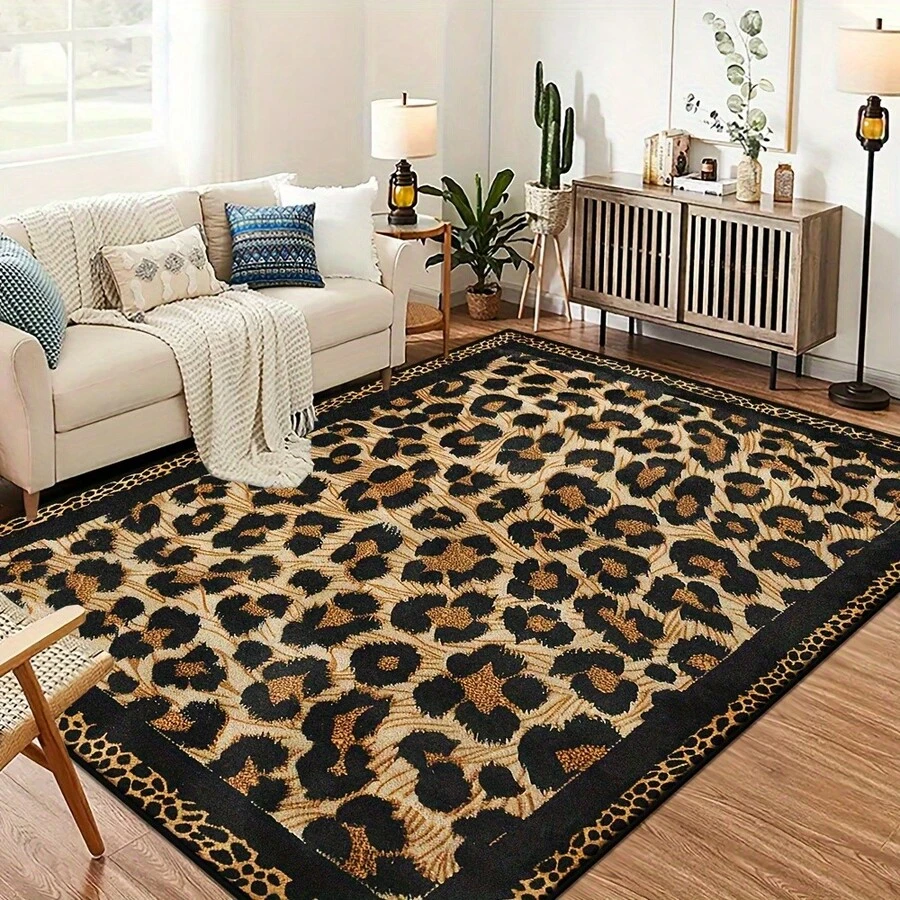 Retro Leopard Print Flannel Carpet, 2D Digital Printing, Non-Slip Rubber Bottom, Multiple Sizes Available. Suitable For All Seasons, Washable, Machine Washable, Comfortable, Unique, Suitable For Him, Her, Family Members, Boyfriend, Girlfriend, Father, Family Members, Mother, Lover, Daughter, Son, Grandfather, Grandmother, Teacher, Doctor, Nurse, Friend, Classmate, Pet. As Birthday Gifts, Household Items, Wedding Items, Souvenirs, Home Decoration, Daily Life, Office Decoration, Birthday, Anniversary, Valentine's Day, Thanksgiving, Graduation Season, Christmas, Halloween, Mother's Day, Father's Day, Wedding, New Year Gift Decoration. Suitable For Shopping Centers, Restaurants, Kitchens, Bathrooms, Living Rooms, Bedrooms, Corridors, Balconies, Outdoor Doors, Door Mats, Entrance Mats, Non-Slip Mats, Offices, Cafes, Piano Room Floor Decoration - Nhiều màu 4 - Xem 1