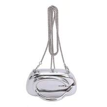2026 New Minimalist Casual Retro Metal Decor Handbag, Clutch Bag With Chain Strap, Shoulder/Crossbody Bag For Party And Evening, High-End Small Purse - 銀色 - 查看 8