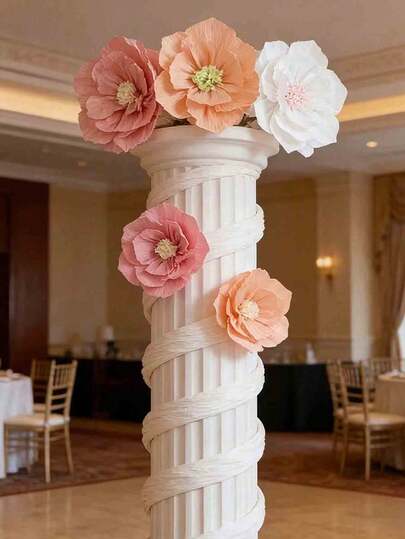 6pcs Mixed Color Artificial Festival Flowers, High-Quality Lifelike 3D Paper Flowers, Suitable For Various DIY Scenes, Indoor/Outdoor Decor, Wedding Bride Room, Wedding Backdrop, Proposal, Anniversary, Valentine's Day, Mother's Day, Party, Bride Gift, Birthday Party Photo Backdrop, Girl Gift, Easter Home Decor