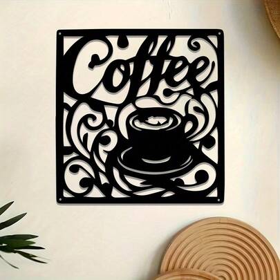 Framed Coffee Sign With Cup & Beans Decor, Gift For Coffee Lovers