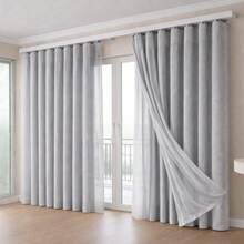 Voile Gauze Curtain With Microfiber Lining For Simple Swiss Track. Various Colors And Sizes. Comfort And Elegance For Living Room, Bedroom, Office. Immediate Shipping. - Màu Xám nhạt - Xem 5