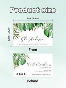 200/500/1000pcs Customized Business Card,Classic Modern Wedding Or Cocktail Party Invitations And Thank You Notes With Envelopes,Tropical Greenery, Palm Leaves,Tropical Banana Leaves Invitation - Multicolor - View 7