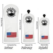 白色皮革高尔夫球杆头套，防水，高尔夫配件及礼品 - 白色 - 查看 2