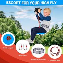 GCCSJ Zipline Kits For Backyard,Outdoor PlaygroundZipline For Backyard Kids And Adults200FTUp To 400 Lbs - Upgraded Quick Tightening System,Removable Trolley,Height Adjustable Thickened Seat,Outdoor Kids Play Equipment,The Best Birthday Gift For A Child - 200FT - View 4