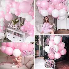 Pink & White Balloons - 50pcs 10" Pink Confetti Balloons For Birthday, Wedding, Christening & Baby Shower Parties - Multicolor - View 6