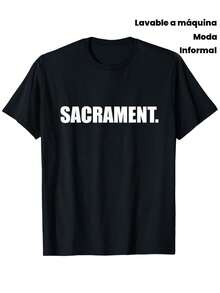 Sacrament Camiseta Negra Hombre Diseño Minimalista Moderna 100% Algodón Premium Ideal para Uso Diario Tipo Casual Versátil Comodidad Elevada Calidad Garantizada Para Jóvenes Lavable Máquina Combina Perfecto con Jeans Estilo Urbano Increíble Oferta Exclusiva - Negro - Ver 1