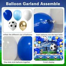 118pcs Soccer-Themed Balloon Arch Set, Includes Latex Balloons In Dark Blue, Light Blue, White, And Gold With Soccer Patterns. Perfect For Birthday Parties, Baby Showers, Gender Reveal Parties, Sporting Events, Graduation Ceremonies, And Other Soccer-Themed Parties. - Multicolor - View 4