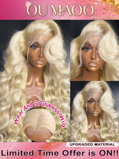 13*4 13x6HD Lace Closure Wig Straight Human Blended Hair 34 Inch - 200% High Density Pre Plucked & Pre Cut Glueless Wig With Bleached Knots, Wear & Go Natural Color For Women, No Glue & Ready To Wear