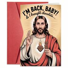 1PC Funny Easter Card (With Envelope) - "I'm Back, Baby! & I Brought Chocolate..." Witty Message, Perfect For Family/Friends/Easter, Playful Holiday Greeting Card - Multicolor - View 8