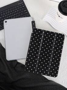 1个黑色波点图案平板电脑保护套，兼容Mini4/Mini5/Mini6/Mini7/Air/Air2/9.7/10.2/10.5/Air4/Air5/10.9/Pro 11英寸/第十代/Air 11英寸(M2)-2024/Pro 11英寸(M4)-2024/Air 11英寸(M3) 2025/(A16) 11英寸第十一代 2025、Galaxy Tab A8 10.5英寸 2022，内置笔槽，三折支架，不含配件 - 彩色 - 查看 6
