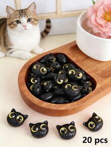 1/2/7/10/20/30/50颗装 多色可爱大眼睛小黑猫树脂珠，适用于DIY手链项链首饰制作材料 - 貓咪 - 查看 18