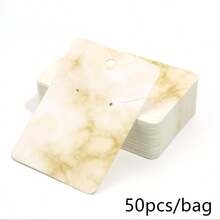 50 Piezas Tarjetas Para Mostrar Pendientes Y Collar Con Diseño De Mármol, Tarjeta Personalizada De Almacenamiento De Joyas Para Pendientes, Collares Y Brazaletes - 5*7cm - Ver 4