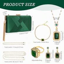 5 piezas de bolsos de mano para mujer juego de joyería con collar aretes anillo pulsera bolso de mano vintage para banquete con cadena desmontable para regalo de boda fiesta suministros-B040 - como en la foto - Ver 1