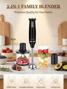 SOKANY 5-In-1 Hand Blender Set, Includes Blender, Whisk, Chopper, Measuring Cup, Speed Control, Suitable For Food Processing And Baby Food Blending, Great Gift Choice - EU C Type Plug(220-240V) - View 1