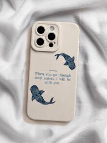 Bible Verse Inspired Phone Case, Compatible With IPhone 15/13/16 Pro Max/17 Pro Max/14 & Galaxy S24/S25/S23/A55/A54/S25 Ultra - Christian Religious Isaiah 43:2 Deep Water Faith Print, Minimalist Whale Shark Art, Cream Soft Silicone Cover - Multicolor - View 2