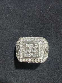 1 件男士时尚水钻装饰仿金戒指 - 白色 - 查看 7