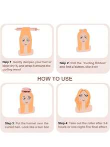 2pcs/Set No Heat Curling Iron And Curling Cap Combo, Loose Wavy Hairstyle Tools Set (1 Curling Iron + 1 Cap), Curling Iron, Curling Brush, Curling Tools, No Heat Curling, No Heat Curl, Hair Curler, Hair Roller, Curling Tools, Hairstylist, Hairstylist Accessories - Multicolor - View 7