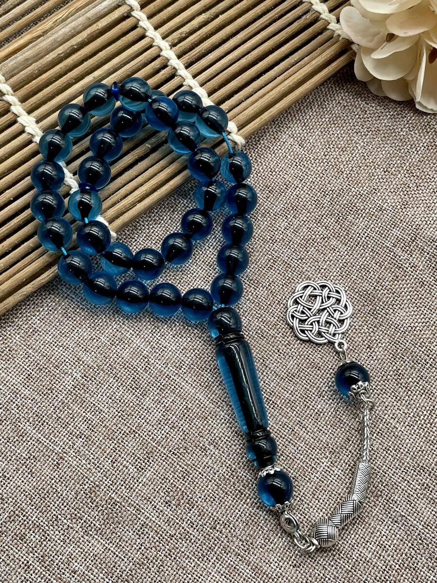 1 pièce Bracelet de chapelet unisexe à 33/45 perles, convient aux couples, décoration décontractée, grains de prière musulmans, couleur unie, élégant - Multicolore - Voir 1