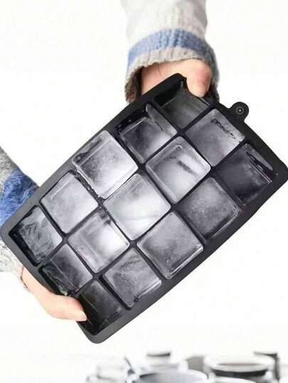 1个15格硅胶冰格，4种颜色可选，易脱模，简约网格设计，可堆叠。返校必备，可重复使用的冰格模具，适合家庭、酒吧、俱乐部和户外夏季饮品。也适用于制作鸡尾酒和水果冰块。厨房用品，厨房配件。