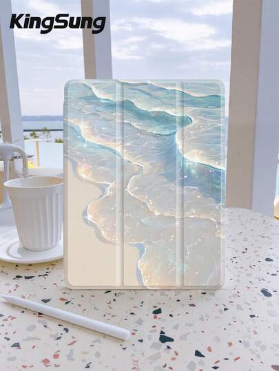 Kingsung Wave Pattern Tablet Protective Case, Compatible With 9.7/10.2/10.5/10.9/12.9/Pro 11, 10th Generation, Compatible With Samsung Galaxy Tab S6 Lite 10.4-Inch, Compatible With Kindle Paperwhite 12th Gen 2024, Kindle (11th Generation) 2022 Version, Kobo Clara Color, Soft Anti Fall, Smart Stand/Auto Wake/Sleep