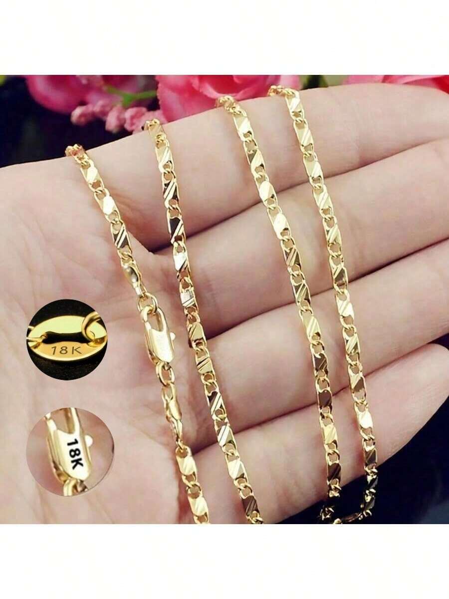 Exquisite Fashion 18K Gold Filled Necklace For Women Men Size 16-30 Inch Chain Necklaces Versatile Elegant And Perfect Fashion Jewelry Gift - Gold - View 1