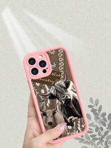 Western Highland Cow & Calf Phone Case, Aesthetic Country Style Bull Graphic With Paisley Pattern, Shockproof Protective Soft Cover Compatible With IPhone 17/16/15/14/13/12/11/7/X Pro Max Plus - 粉色 - 查看 4
