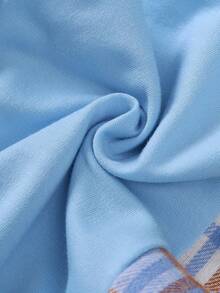 BrownBark 2pcs/Set Baby Boy Casual Outdoor Suit, Baby Boy Casual Plaid Pocket Hooded Long Sleeve Shirt + Relaxed Pants 2-Piece Set, Spring Autumn Children Clothing, Infant Outfit - Blue - View 9