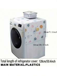 1 szt. stylowy wielofunkcyjny pokrowiec na lodówkę z kieszenią – 60 x 180 cm/55 x 130 cm, olejoodporny/wodoodporny materiał PET, pasuje do lodówek jedno- i dwudrzwiowych, dekoracyjny pokrowiec do przechowywania w kuchni i domu - Wielokolorowe - Zobacz 11